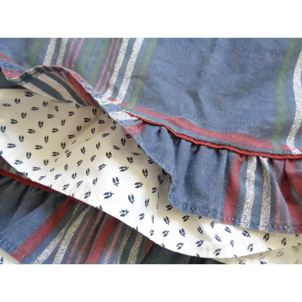 VTG Plaid Pillowcase Set Ruffled Springmaid Standard Size Blue Country Cottage